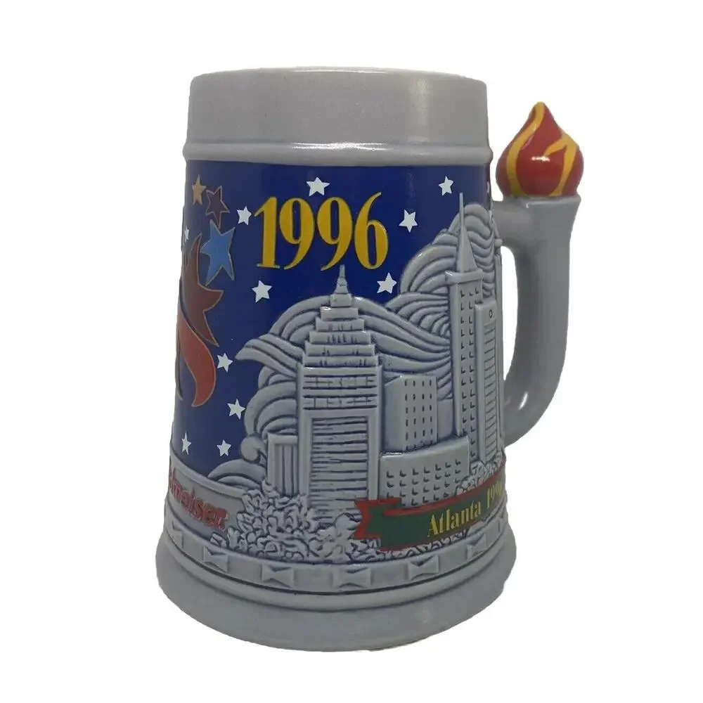 Budweiser Ceramic Beer Stein Collector Athens 1896 Atlanta 1996 Olympics Vintage